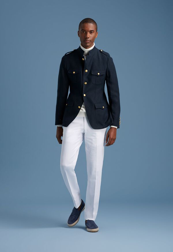 Paul Stuart Navy Linen Zouave Jacket, image 1